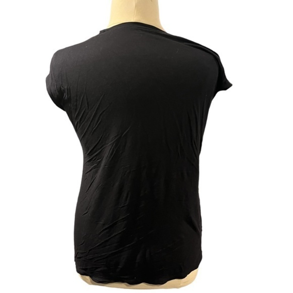 a.n.a A New Approach Womens Black Rhinestone Embellished Cap Sleeve Top Lrge #DB - Picture 2 of 7